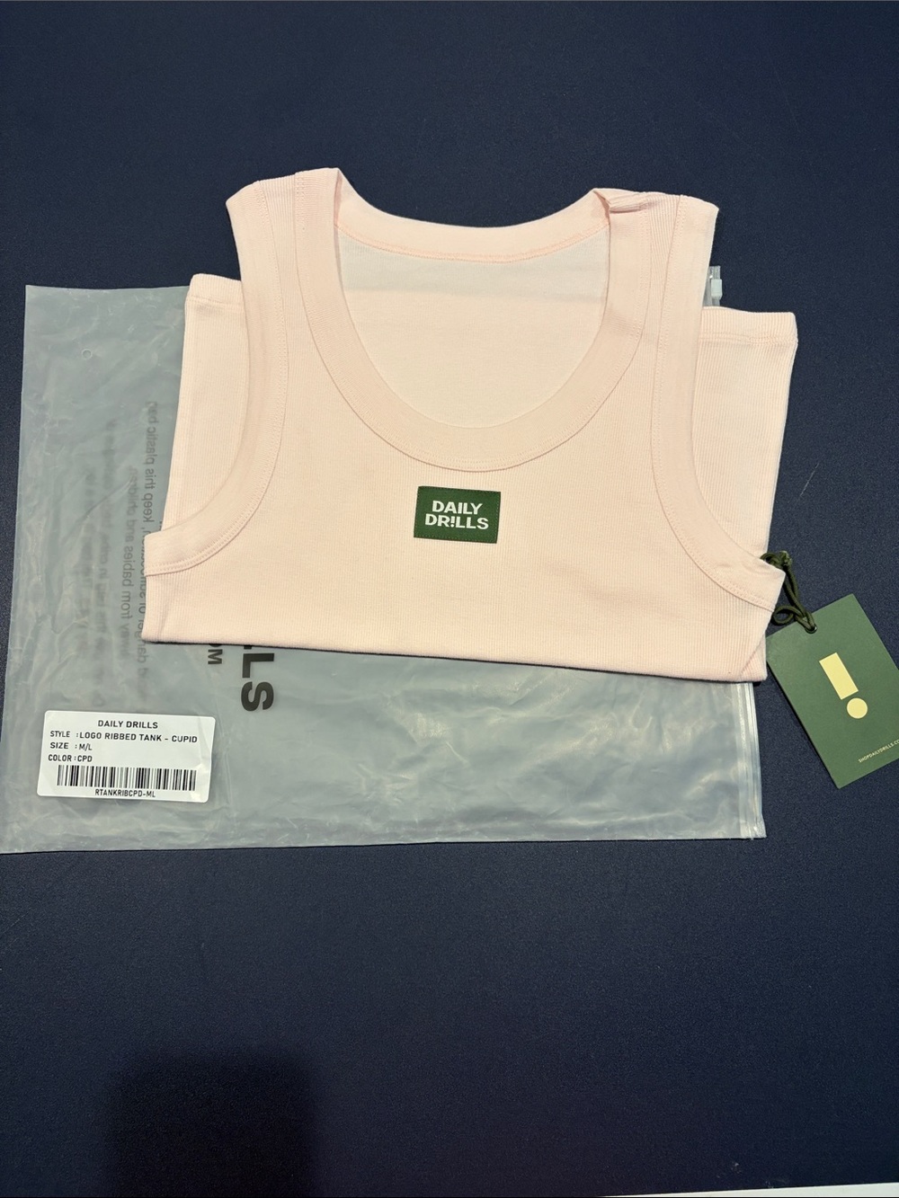 Daily Drills logo ribbed tank Cupid pink NWT sold out! Sz M/L